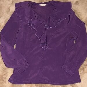 Elegant Purple Ruffle Blouse